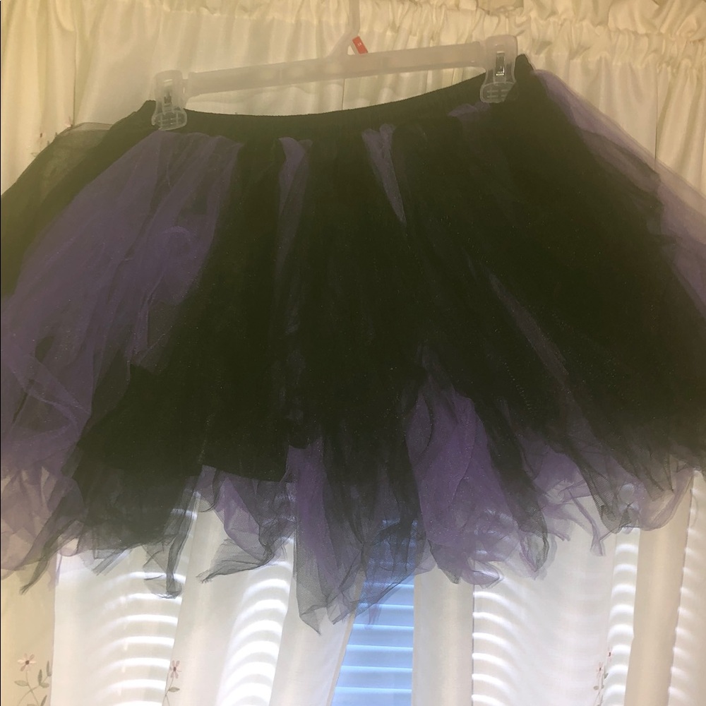Women’s Black and Purple Tulle Fairy Halloween Skirt - Stylish Layered Tutu